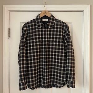 SAINT LAURENT Paris Plaid Button-Up Shirt